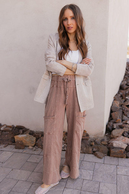 Seaside Breeze Mineral Wash Wide Leg Cropped Pants