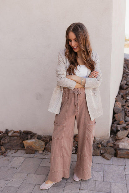 Seaside Breeze Mineral Wash Wide Leg Cropped Pants
