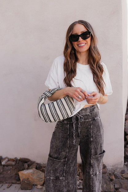 Seaside Breeze Mineral Wash Wide Leg Cropped Pants