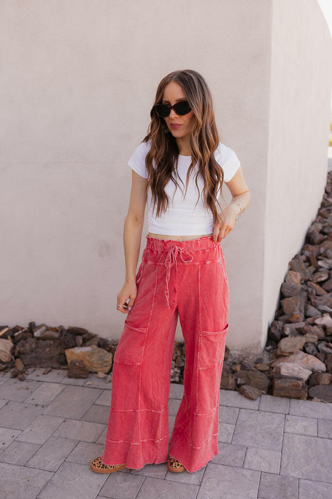 Seaside Breeze Mineral Wash Wide Leg Cropped Pants