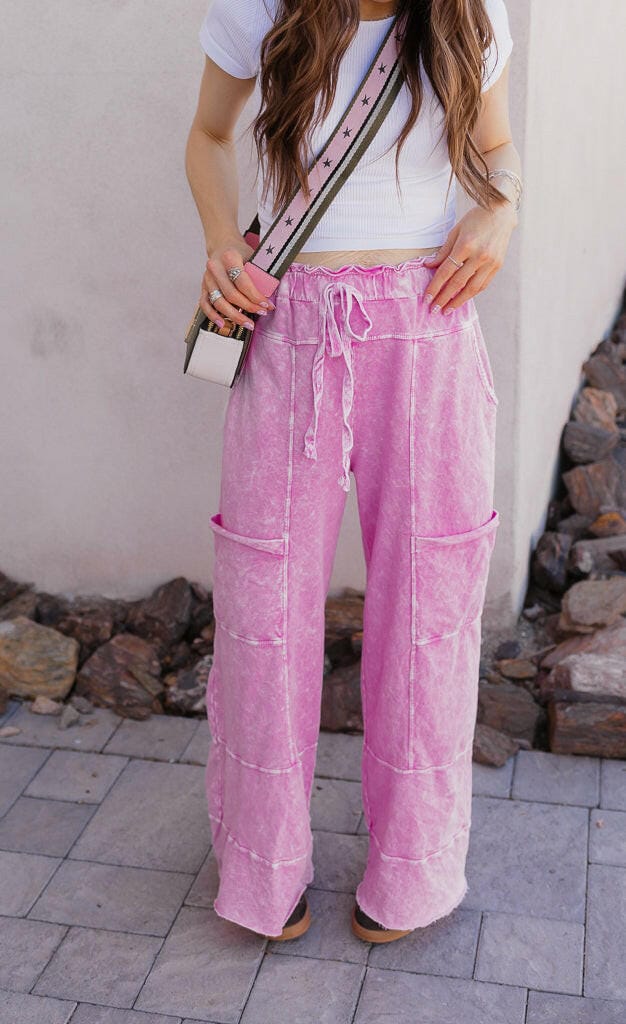 Seaside Breeze Mineral Wash Wide Leg Cropped Pants