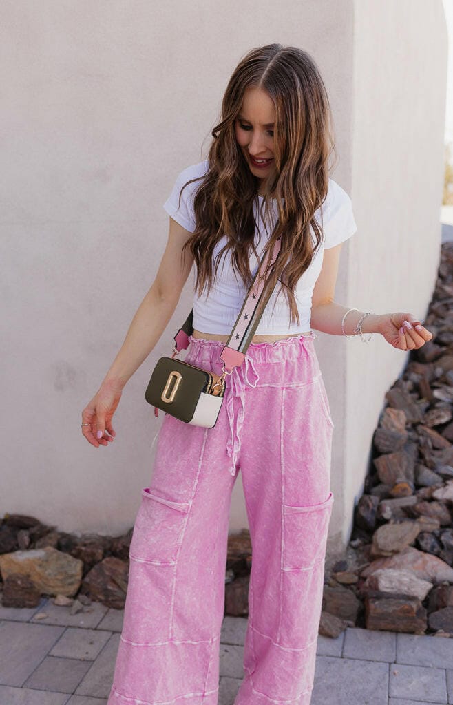 Seaside Breeze Mineral Wash Wide Leg Cropped Pants