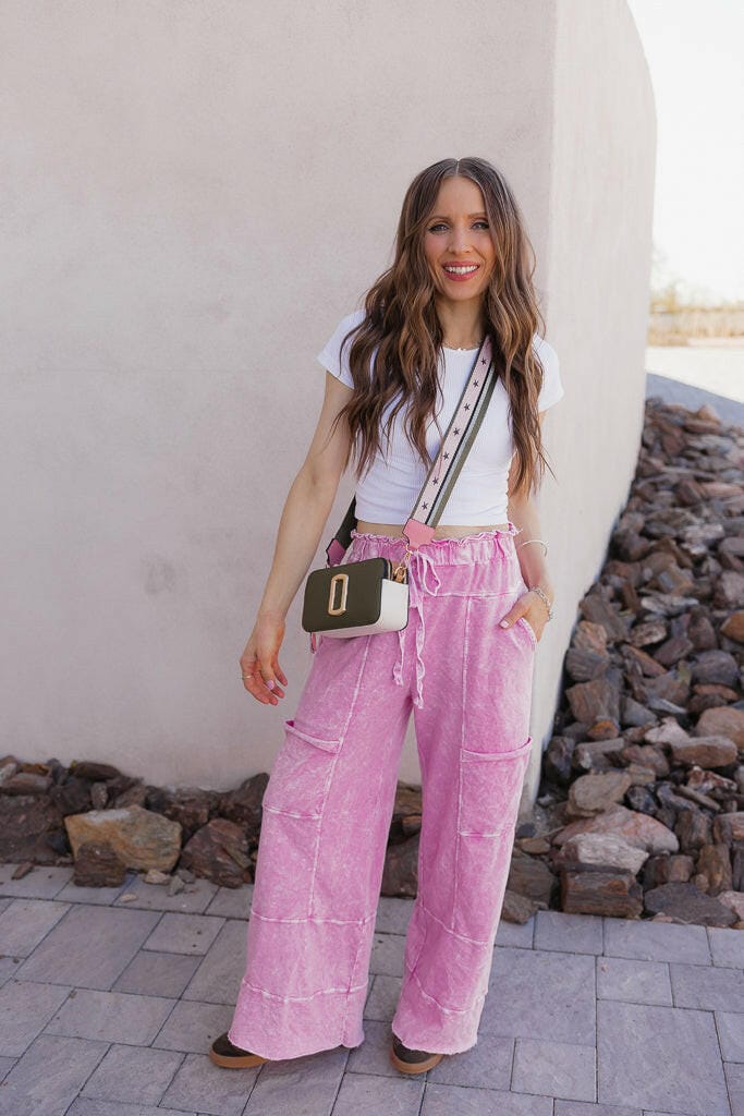 Seaside Breeze Mineral Wash Wide Leg Cropped Pants