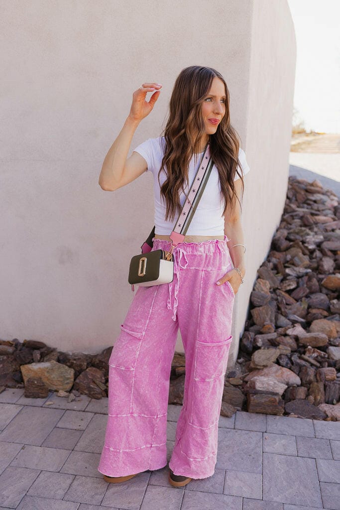 Seaside Breeze Mineral Wash Wide Leg Cropped Pants