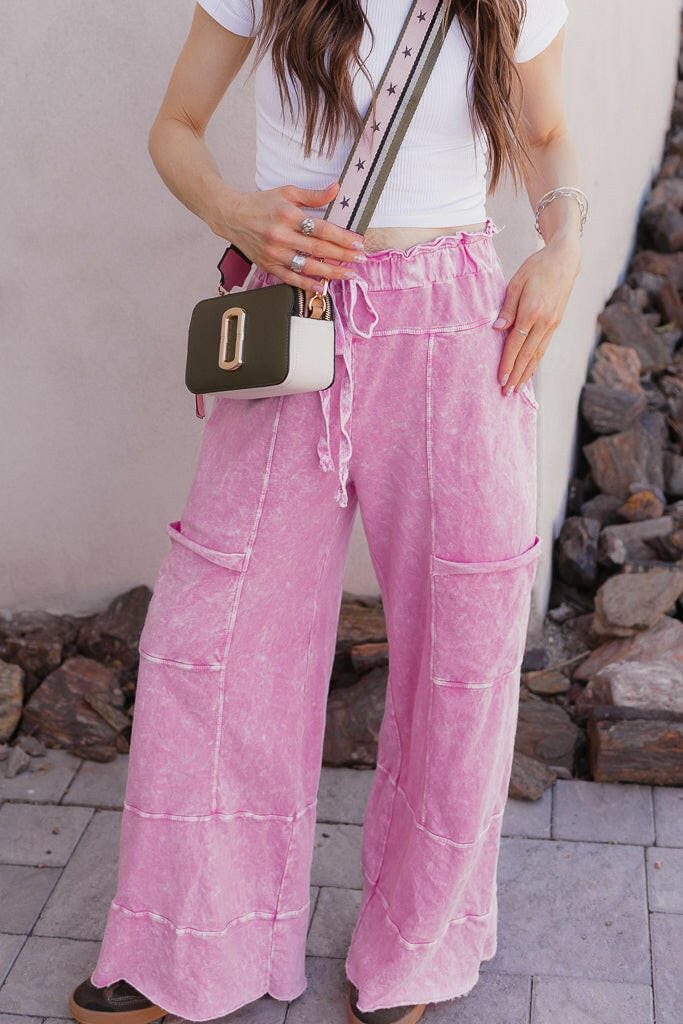 Seaside Breeze Mineral Wash Wide Leg Cropped Pants