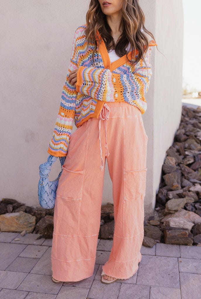 Seaside Breeze Mineral Wash Wide Leg Cropped Pants