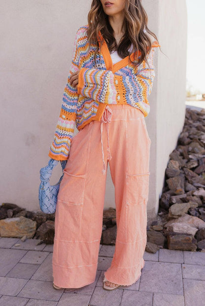 Seaside Breeze Mineral Wash Wide Leg Cropped Pants