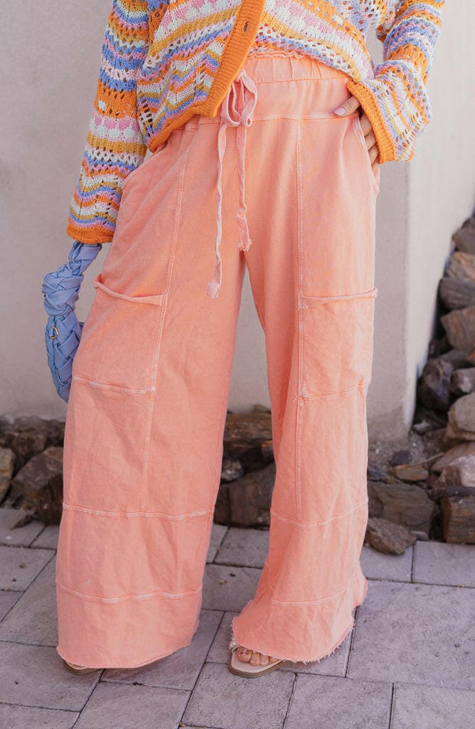 Seaside Breeze Mineral Wash Wide Leg Cropped Pants