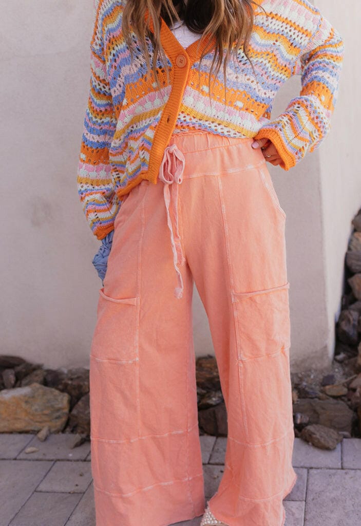 Seaside Breeze Mineral Wash Wide Leg Cropped Pants