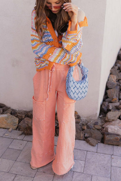 Seaside Breeze Mineral Wash Wide Leg Cropped Pants