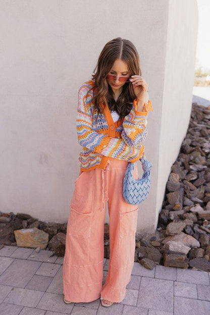 Seaside Breeze Mineral Wash Wide Leg Cropped Pants