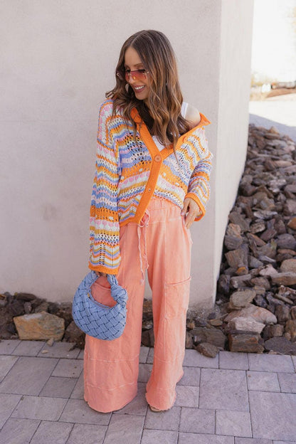 Seaside Breeze Mineral Wash Wide Leg Cropped Pants