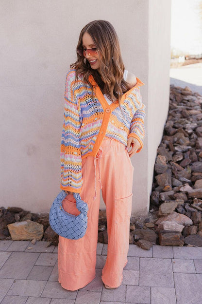 Seaside Breeze Mineral Wash Wide Leg Cropped Pants