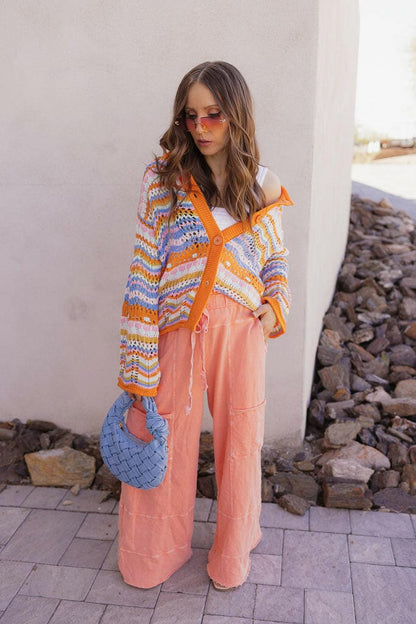 Seaside Breeze Mineral Wash Wide Leg Cropped Pants