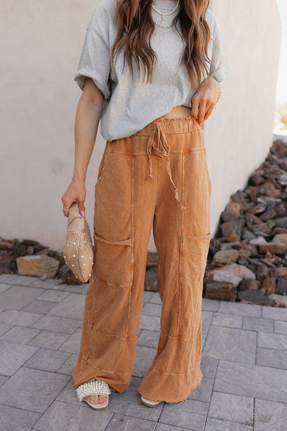 Seaside Breeze Mineral Wash Wide Leg Cropped Pants