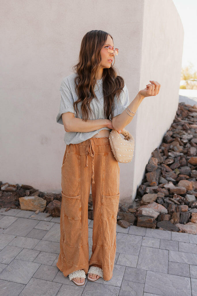 Seaside Breeze Mineral Wash Wide Leg Cropped Pants
