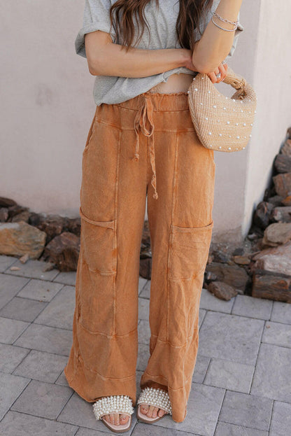 Seaside Breeze Mineral Wash Wide Leg Cropped Pants
