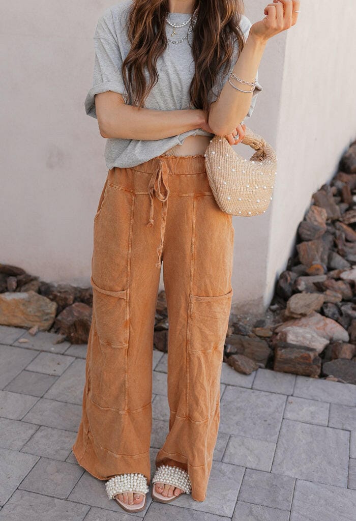 Seaside Breeze Mineral Wash Wide Leg Cropped Pants