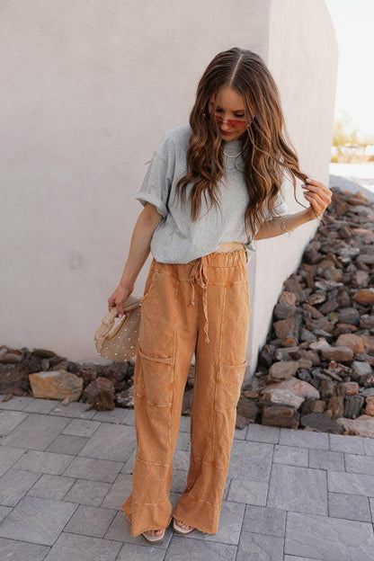 Seaside Breeze Mineral Wash Wide Leg Cropped Pants