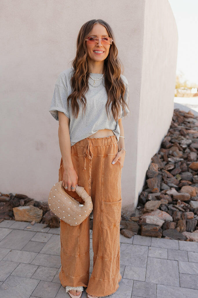 Seaside Breeze Mineral Wash Wide Leg Cropped Pants
