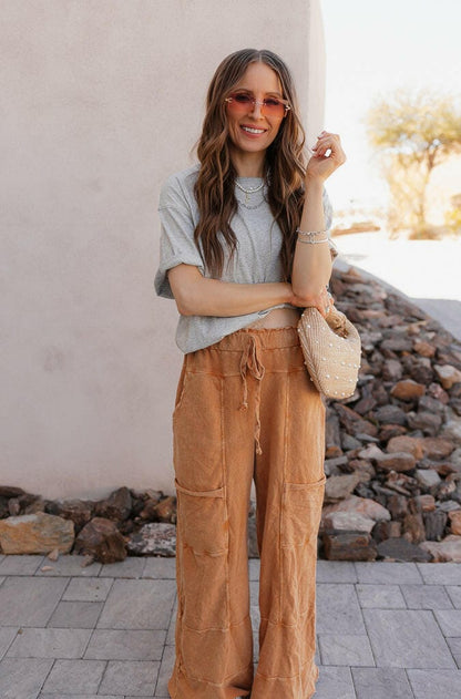 Seaside Breeze Mineral Wash Wide Leg Cropped Pants