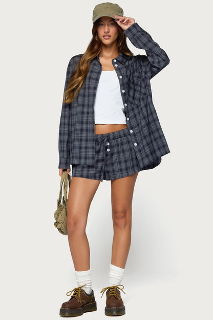Alessa Plaid Button Up Long Sleeve Top
