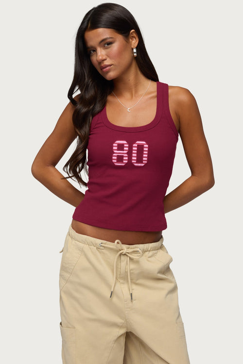 80 Stripey Ribbed Tank Top